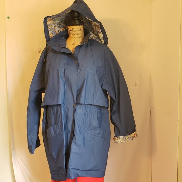Tote Blue Knee Length Raincoat Medium - Picture 1 of 8
